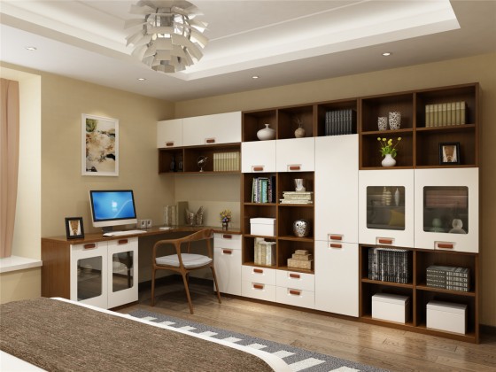 书柜+写字台（新中式）