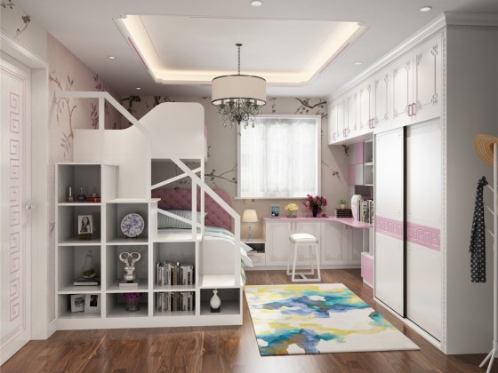 上下床+衣柜+写字台（中式）